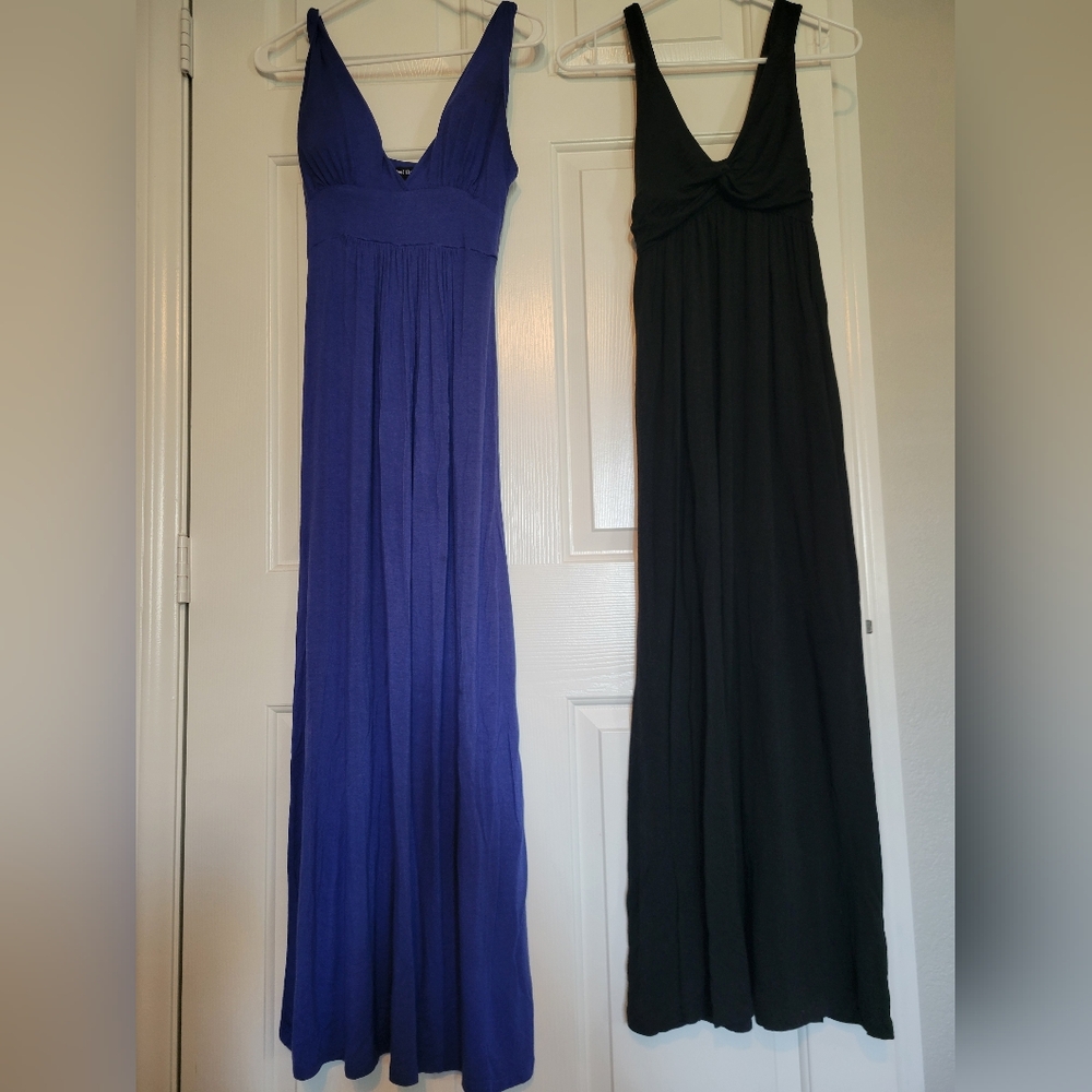 Elegant Blue and Black Maxi Dresses Bundle Size Small